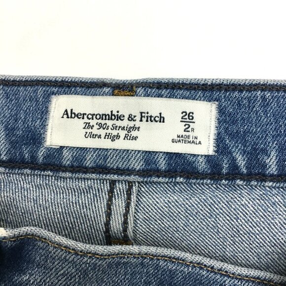 Abercrombie & Fitch Jeans The 90's Straight Leg Criss Cross Front High Rise 26 - Picture 3 of 9